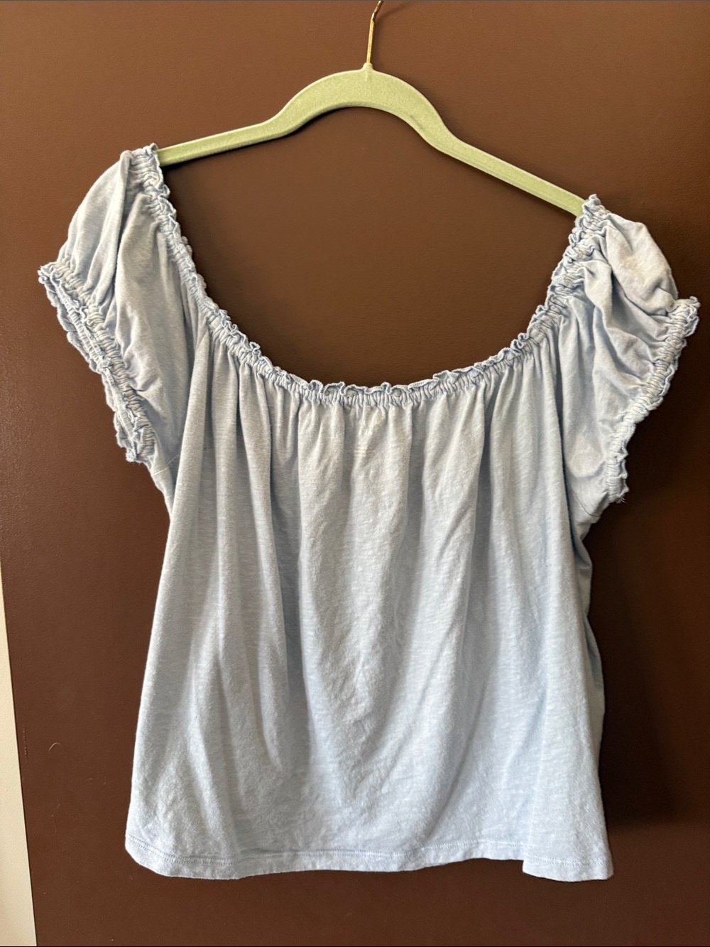 NWOT American Eagle Light Blue 100% Cotton Off-Shoulder Top - Picture 4 of 6